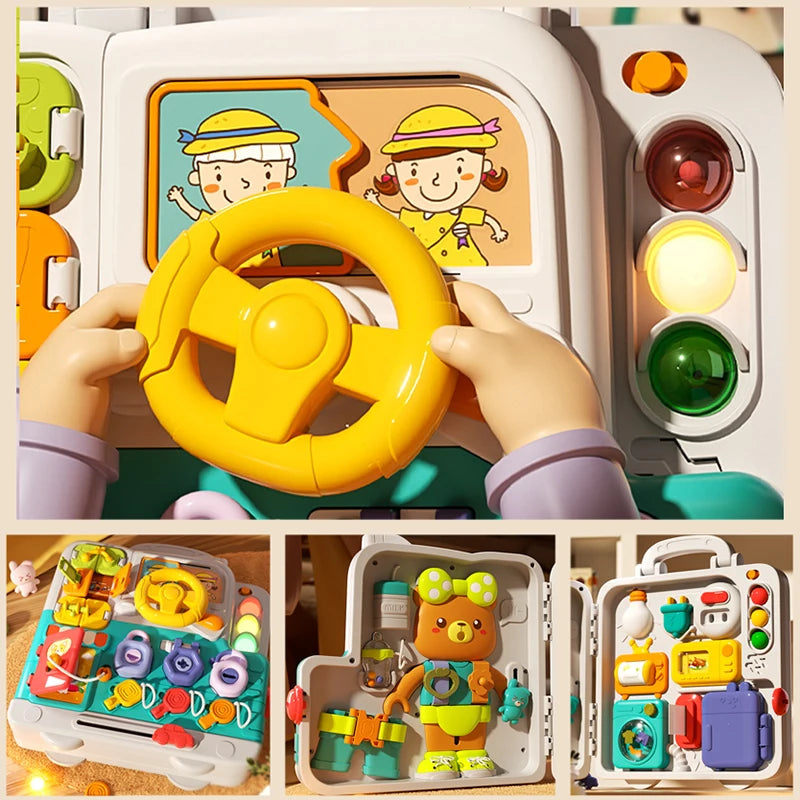 Bright Beats Busy Board – Musical Montessori Toy with Lights, Sounds & Sensory Fun”