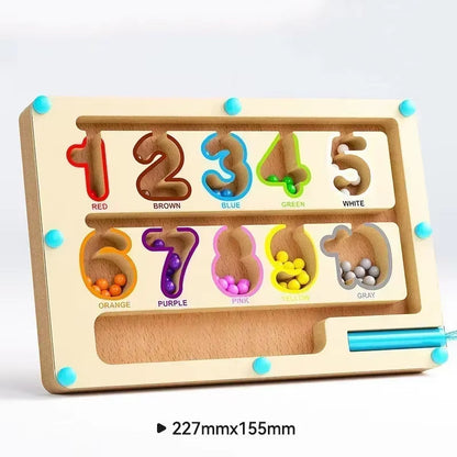 Early Education Puzzle Board Magnetic Maze Board Color Sorting Game Counting Toy Wooden Magnet Puzzles Educational Toys