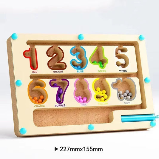 Early Education Puzzle Board Magnetic Maze Board Color Sorting Game Counting Toy Wooden Magnet Puzzles Educational Toys