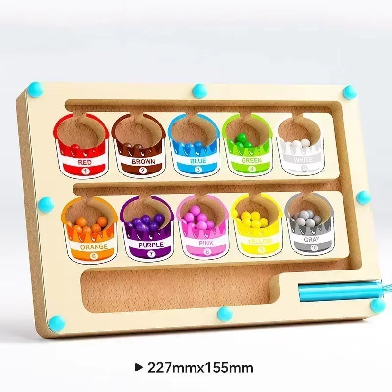Early Education Puzzle Board Magnetic Maze Board Color Sorting Game Counting Toy Wooden Magnet Puzzles Educational Toys