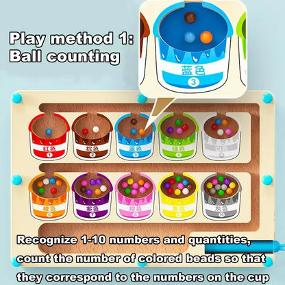Early Education Puzzle Board Magnetic Maze Board Color Sorting Game Counting Toy Wooden Magnet Puzzles Educational Toys