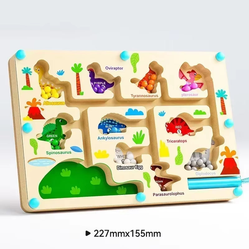 Early Education Puzzle Board Magnetic Maze Board Color Sorting Game Counting Toy Wooden Magnet Puzzles Educational Toys