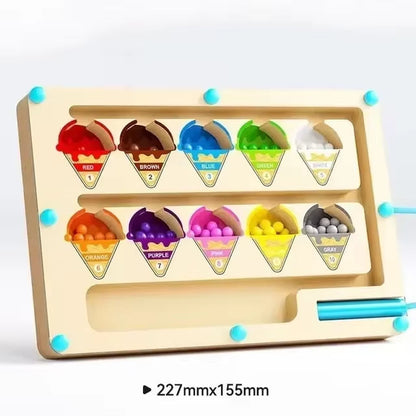 Early Education Puzzle Board Magnetic Maze Board Color Sorting Game Counting Toy Wooden Magnet Puzzles Educational Toys